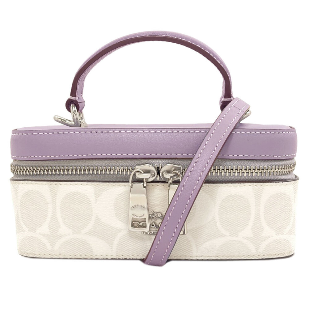 Coach CJ522 Train Case 2-Way Handbag PVC/Leather Women's COACH